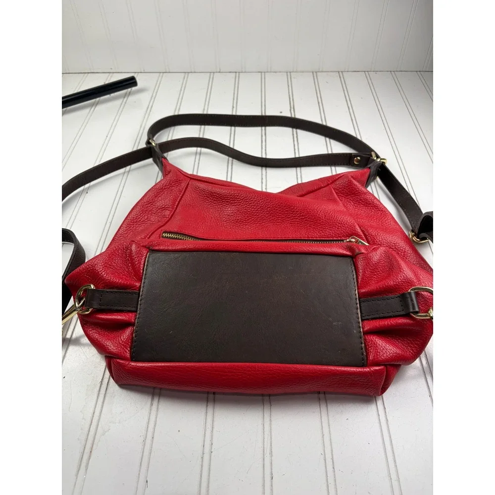 Valentina Vintage Y2K Red Pebbled Leather Slouchy Hobo Shoulder Bag Purse